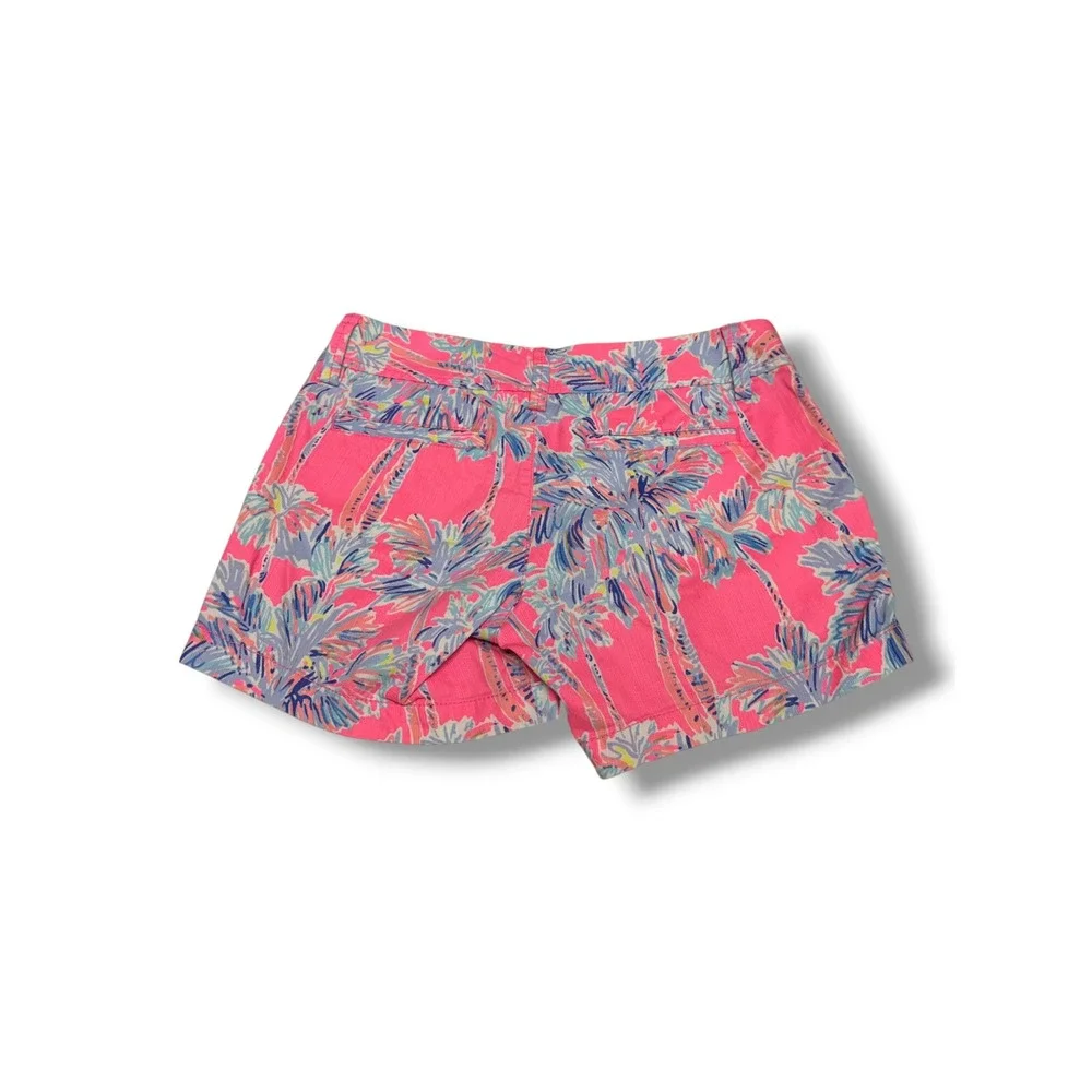 Lilly Pulitzer Callahan Shorts‎ Nice Stems Flamingo Palm Print Pink Cotton 00